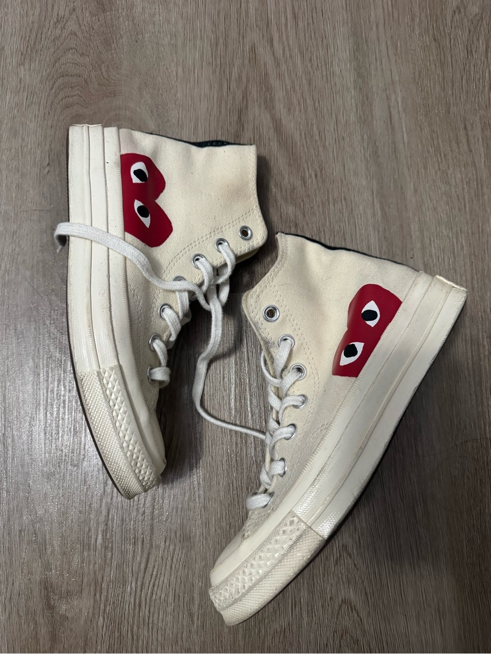 Converse Cream Chuck Taylor High-Top Sneakers with Red Logo